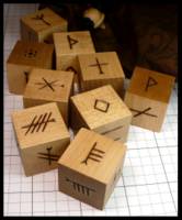 Dice : Dice - 6D - Wood Runic Woodburned Dce - JA Collection Mar 2024